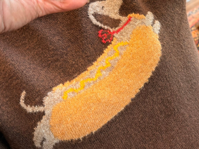 Hot Dog Dachsund Crew Neck Sweater