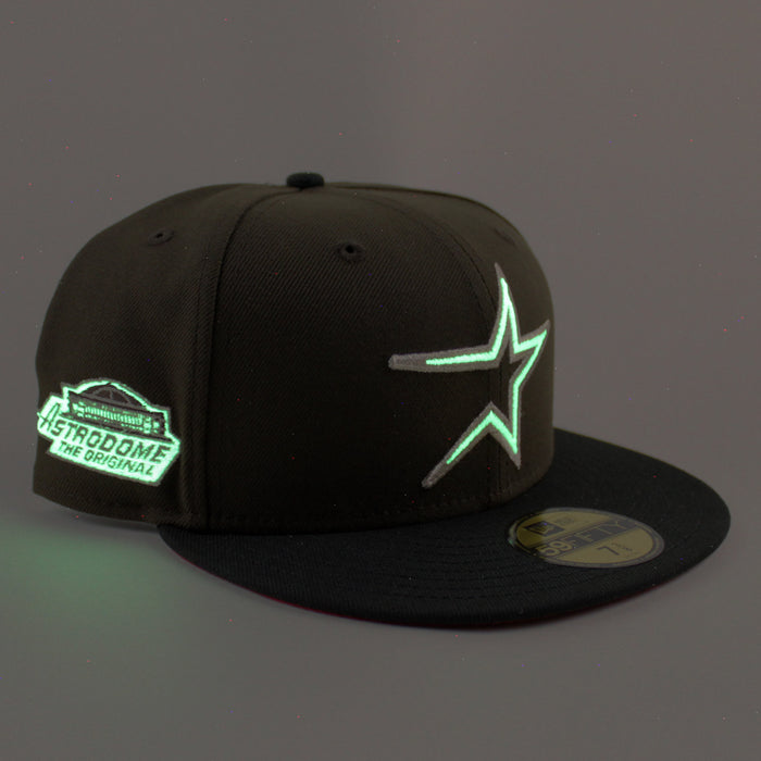 Houston Astros AstroDome New Era 59Fifty Fitted Hat (Walnut Black Red Under Brim)