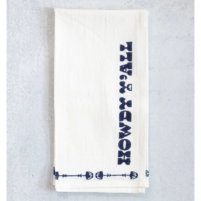 Howdy Block Print Tea Towel