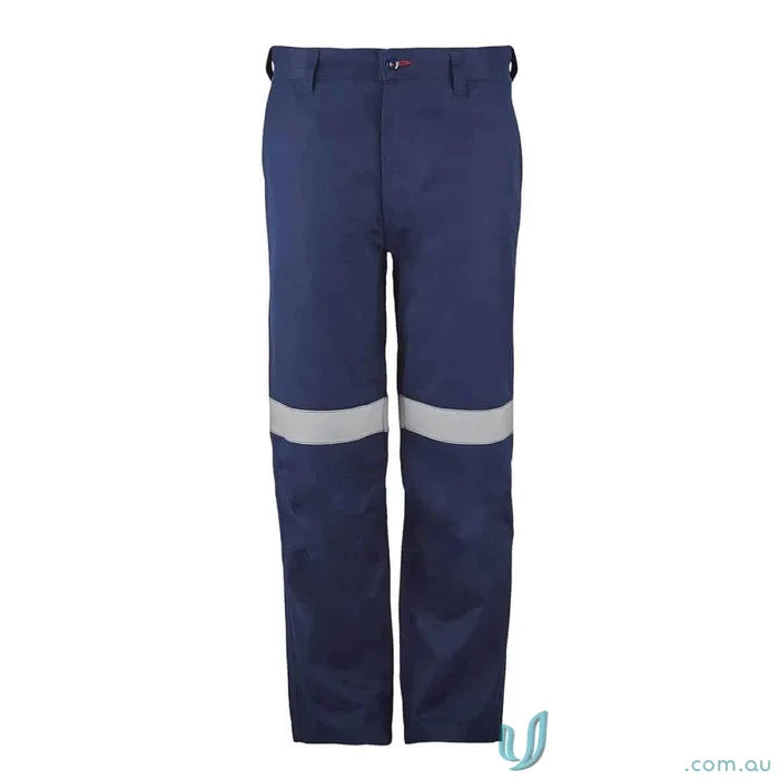 Navy blue workcraft HRC2 inherent straight leg pant FPV018 with reflective stripes