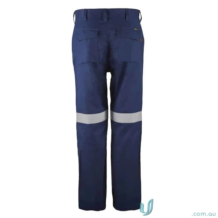 Blue work pants with reflective stripes from Workcraft HRC2 Inherent Straight Leg Pant FPV018