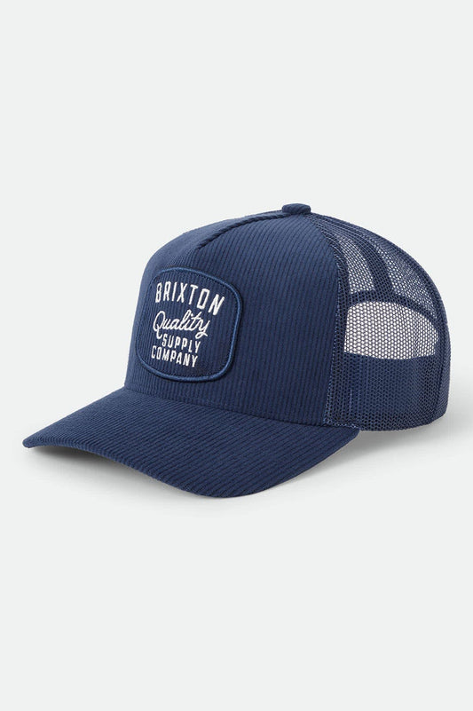 Unisex Hubal Trucker Hat in the color Dark Navy Corduroy - Front Product View