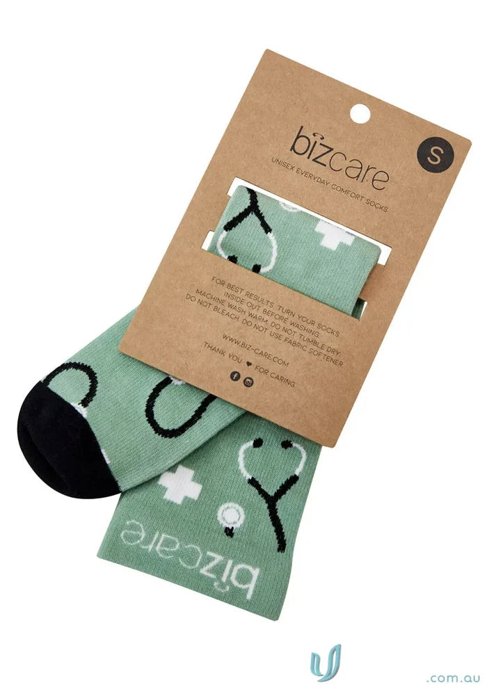 Green medical-themed socks from Unisex Happy Feet Comfort Socks for happy feet comfort