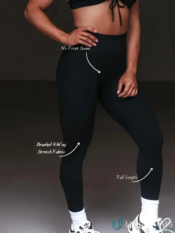 Black full-length invisible scrunch slate leggings in brushed 4-way stretch fabric perfect for workwear uniforms