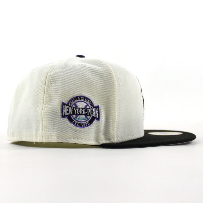 Jamestown Jammers New York Penn Patch New Era 59Fifty Fitted Hat (Chrome White Black Gray Under Brim)