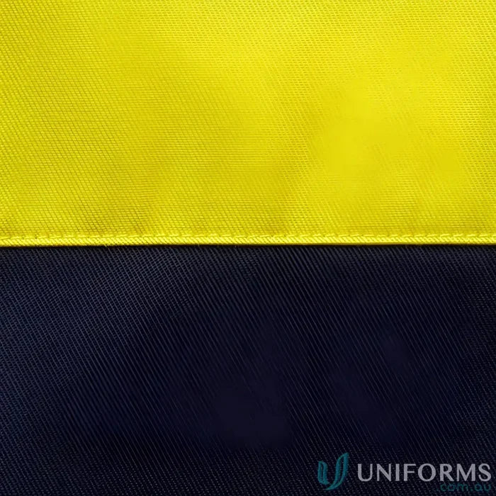 JBs HI VIS S/S 150G Shirt showing two-tone fabric for work uniforms and sizing
