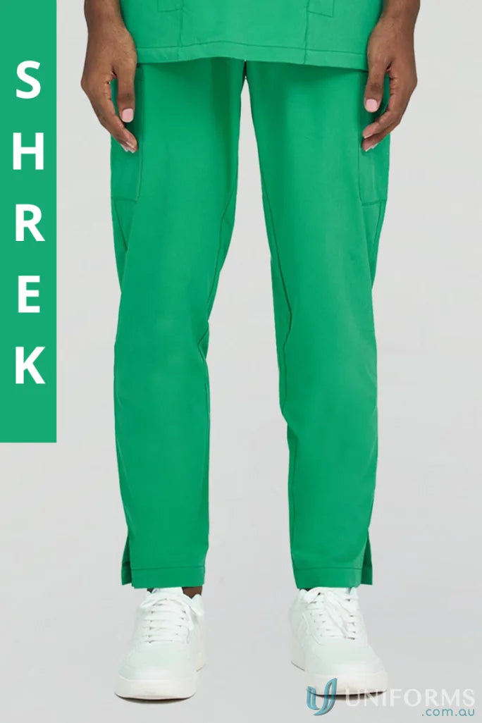 Green scrub pants from Joey Scrub with elastic bungee loop and secure zip