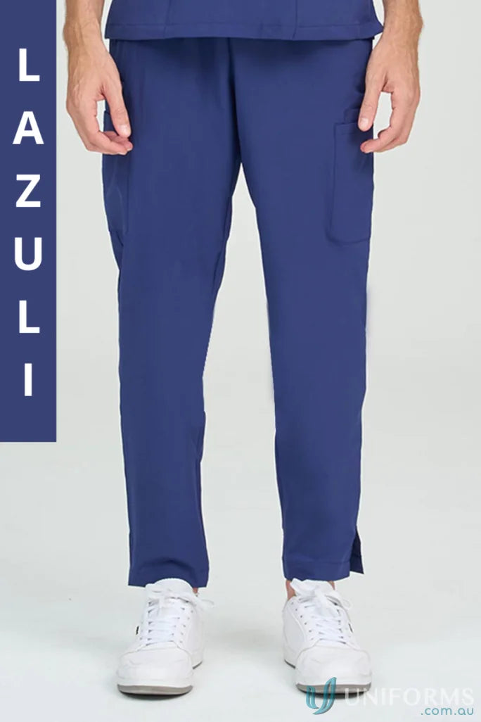 Blue Joey Scrub Pant with elastic bungee loop and secure zip for comfy fit
