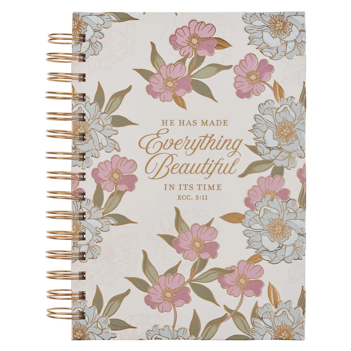 Journal Spiral White Floral Everything Beautiful Ecc 3:11
