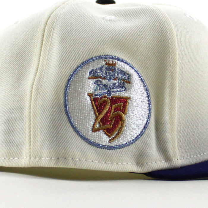 Kansas City Royals 25 Years New Era 59Fifty Fitted Hat (Chrome White Royal Blue Gray Under Brim)
