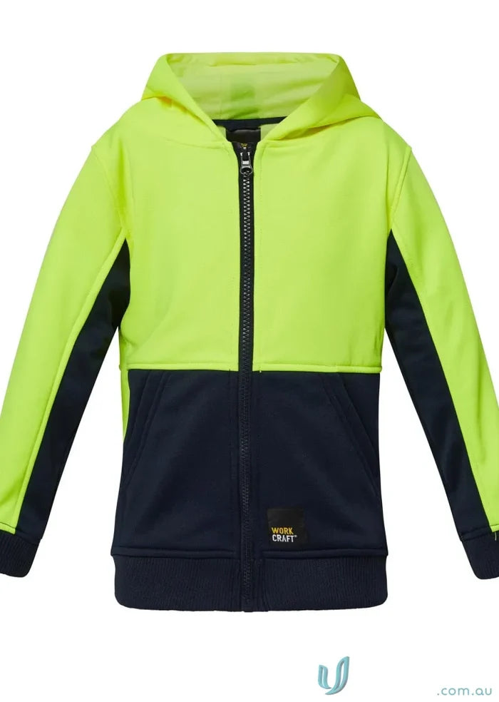 Kids HiVis Hoodie two-tone hooded zip-up jacket perfect for outdoor school events