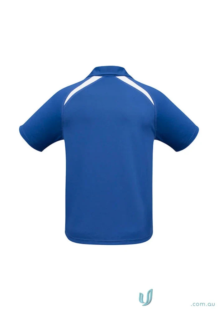Kids Splice Polo with royal blue and white contrast panels for stylish kids’ wear