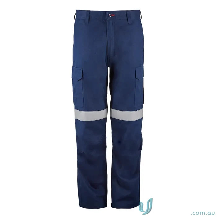 Ladies HRC2 Inherent Reflective Cargo Pant with blue work pants and stripes for safety
