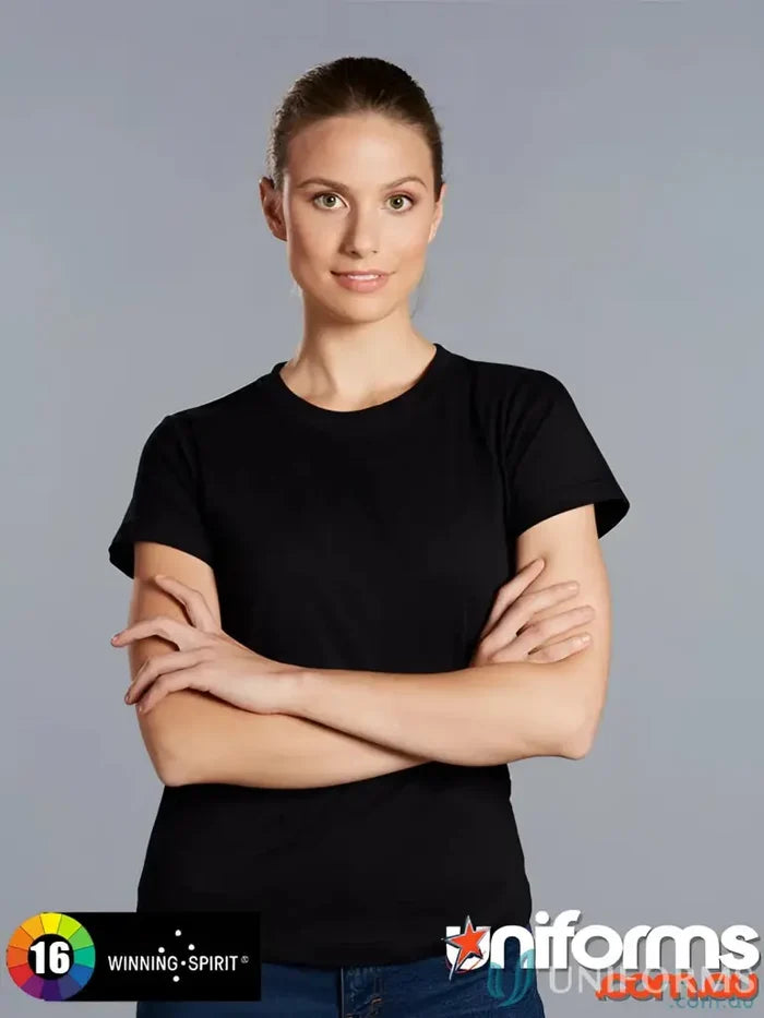 Black crew neck ts38 savvy Ladies Spirit Tee for the winning spirit ladies collection