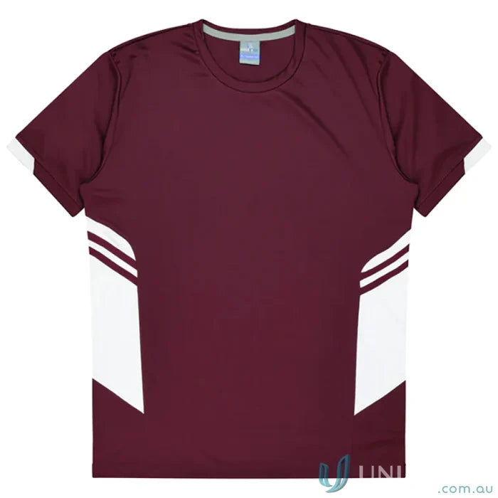 Maroon and white fabric Ladies Tasman Tee perfect for uniforms or workwear