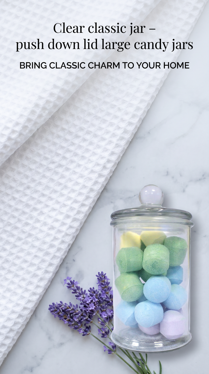 LARGE Clear Classic Jar - Push Down Lid  Candy Jars
