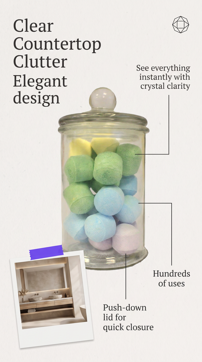 LARGE Clear Classic Jar - Push Down Lid  Candy Jars