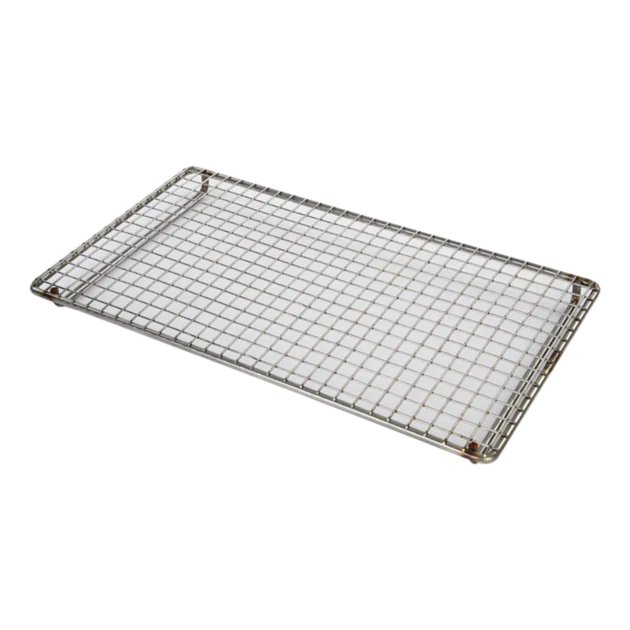 A rectangular stainless steel mesh grill top designed for the Little Kasai Konro Grill.