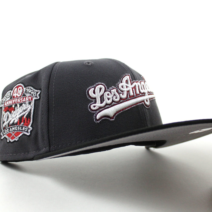 Los Angeles Dodgers 40th Anniversary New Era 59Fifty Fitted Hat (Graphite Black Gray Under Brim)