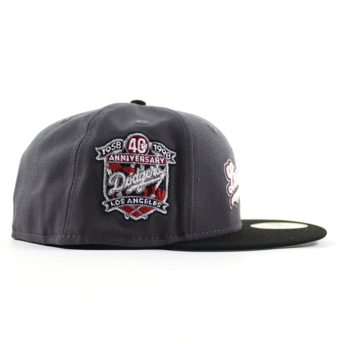 Los Angeles Dodgers 40th Anniversary New Era 59Fifty Fitted Hat (Graphite Black Gray Under Brim)