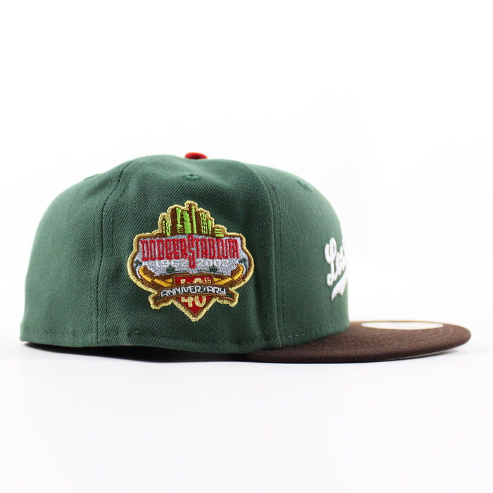 Los Angeles Dodgers 40th Anniversary New Era 59Fifty Fitted Hat (Pine Green Burnt Wood Brown Gray Under Brim)