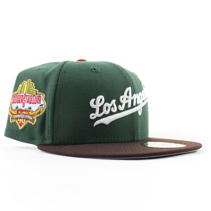 Los Angeles Dodgers 40th Anniversary New Era 59Fifty Fitted Hat (Pine Green Burnt Wood Brown Gray Under Brim)