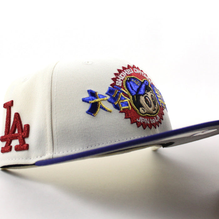 Los Angeles Dodgers Ohtani LA Chain Stitch New Era 59Fifty Fitted Hat (Chrome White Song Royal Blue Gray Under Brim)