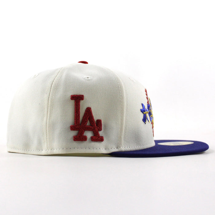 Los Angeles Dodgers Ohtani LA Chain Stitch New Era 59Fifty Fitted Hat (Chrome White Song Royal Blue Gray Under Brim)