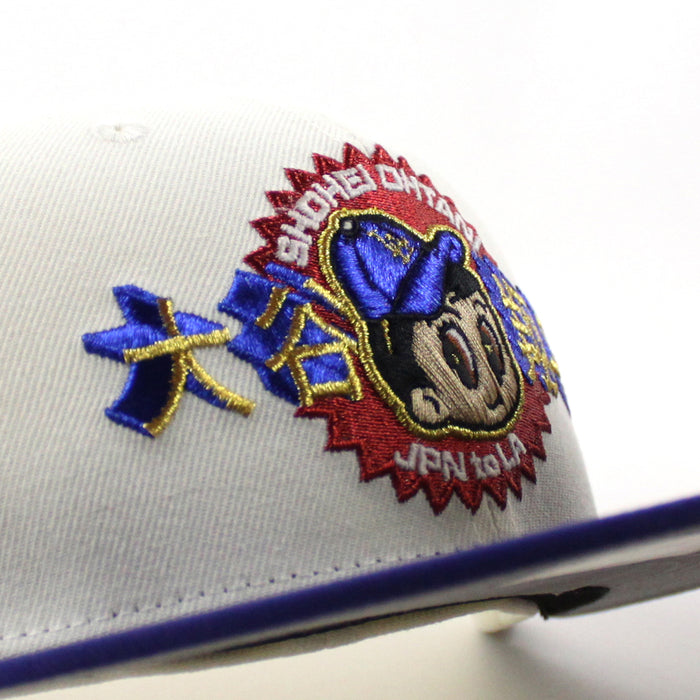Los Angeles Dodgers Ohtani LA Chain Stitch New Era 59Fifty Fitted Hat (Chrome White Song Royal Blue Gray Under Brim)