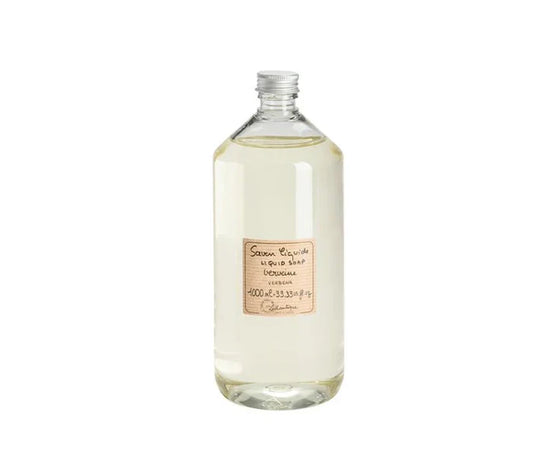 Clear plastic bottle of Lothanique Verbena Liquid Soap