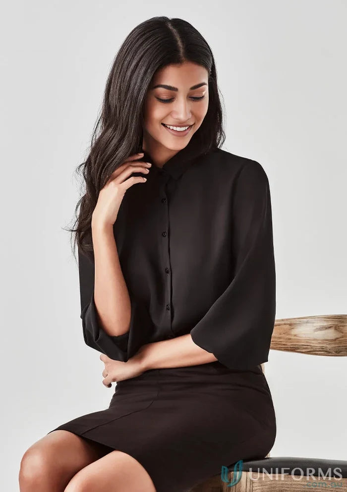 Woman in black blouse ladies from Biz Collection Lucy rb965lt 3Qrt Sleeve Blouse