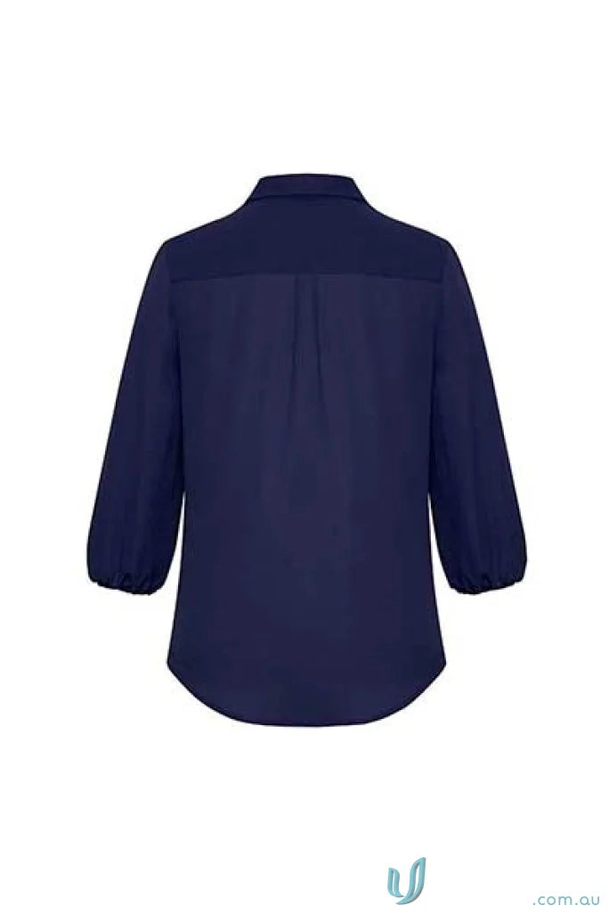 Navy blue three-quarter sleeve blouse ladies rb965lt Biz Collection Lucy style