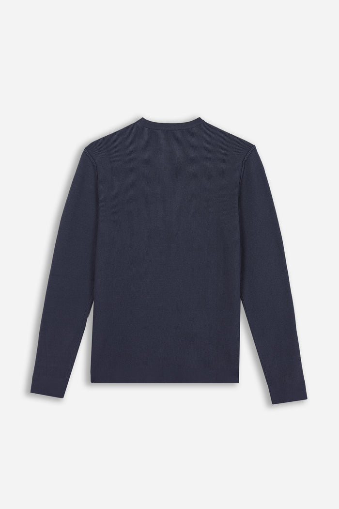 MAGLIA GIROCOLLO A COSTINE DENIM