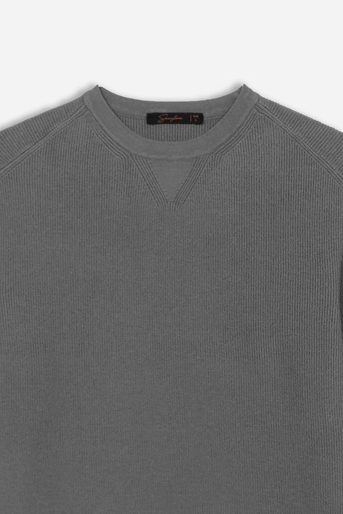 MAGLIA GIROCOLLO A COSTINE GRIGIO SCURO