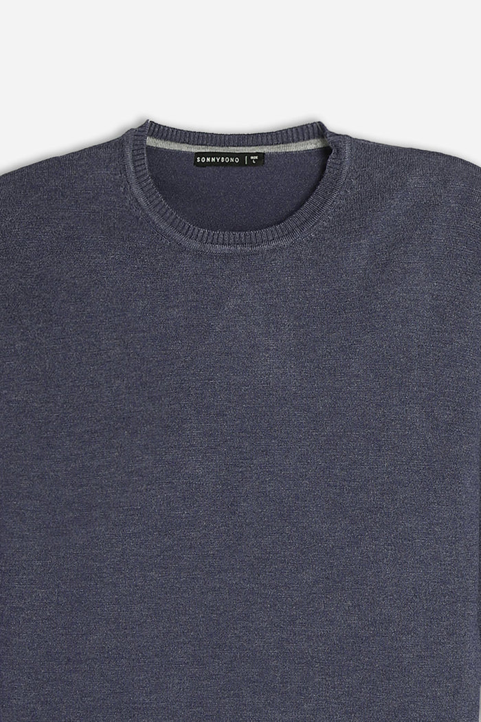 MAGLIA GIROCOLLO BASIC M-DENIM