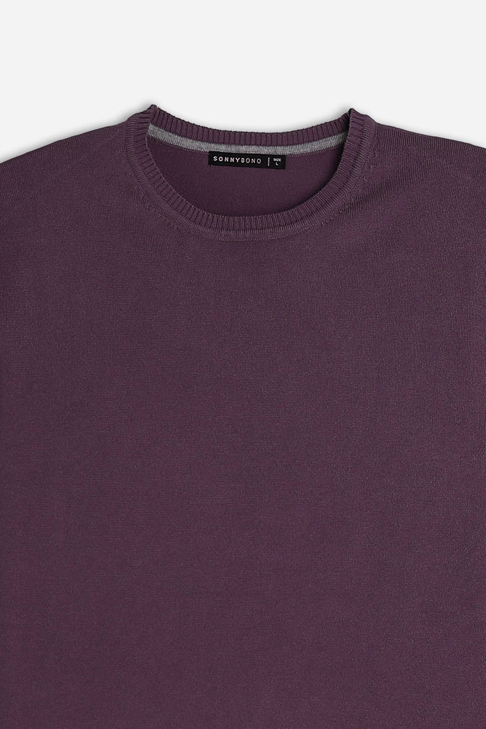 MAGLIA GIROCOLLO BASIC PRUGNA
