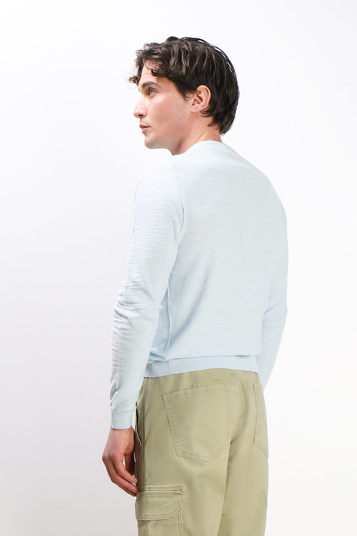 MAGLIA GIROCOLLO TESSUTO SLUB CIELO