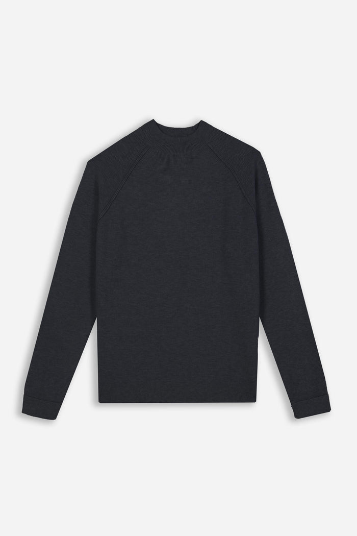 MAGLIA MEZZO COLLO A COSTINE M-DENIM