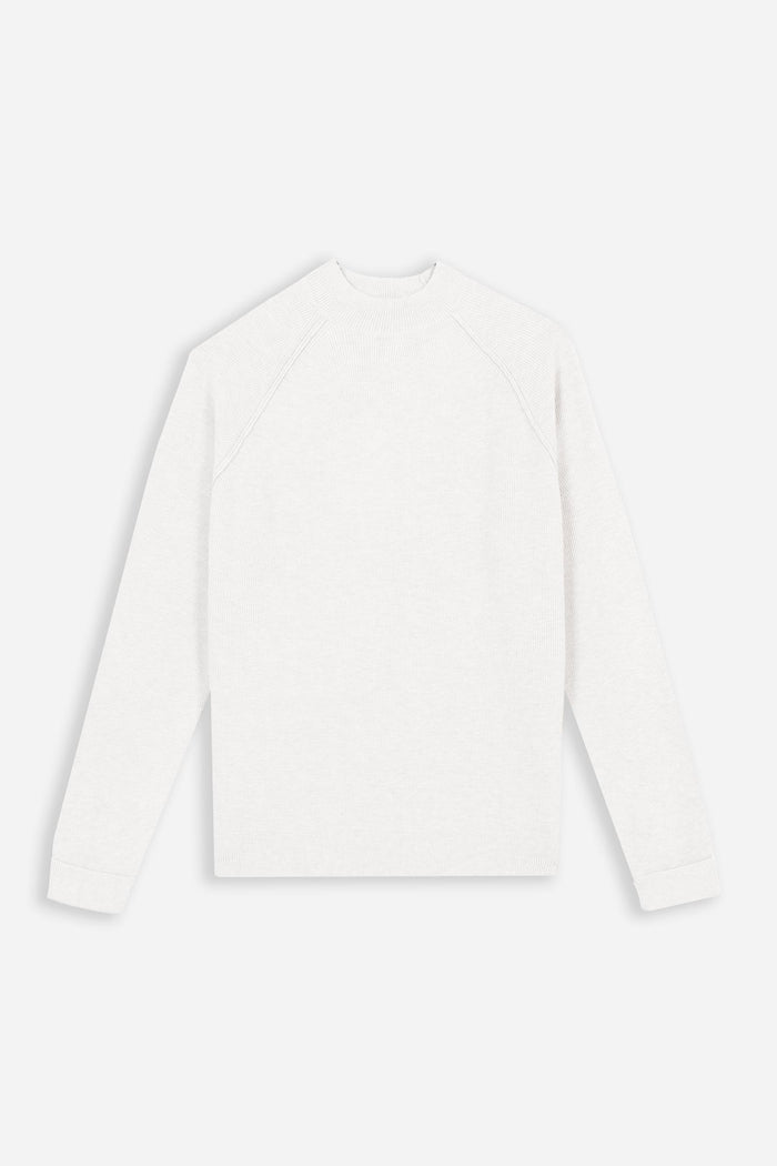 MAGLIA MEZZO COLLO A COSTINE PANNA