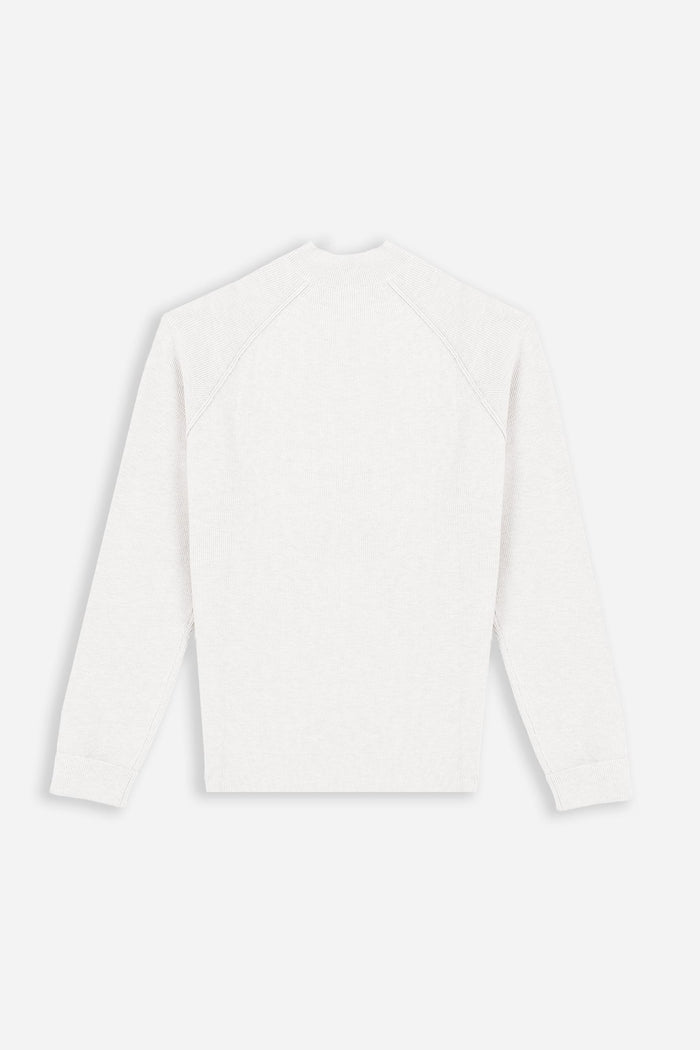 MAGLIA MEZZO COLLO A COSTINE PANNA