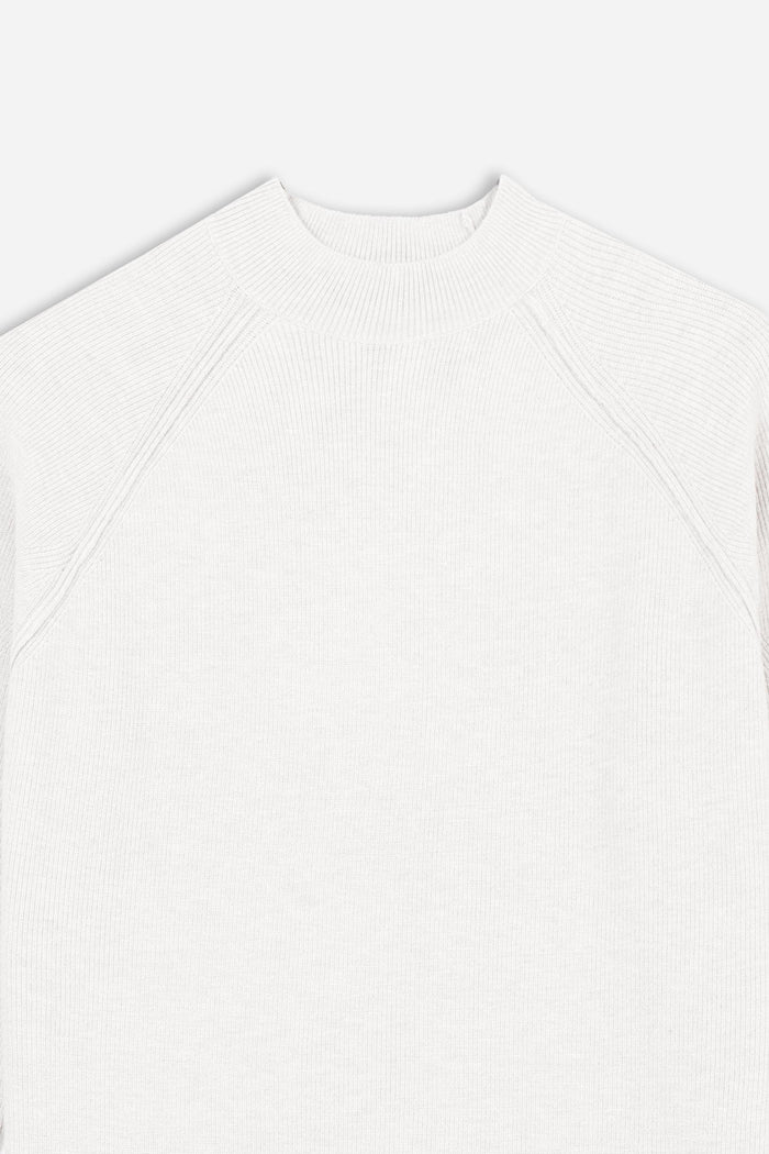 MAGLIA MEZZO COLLO A COSTINE PANNA
