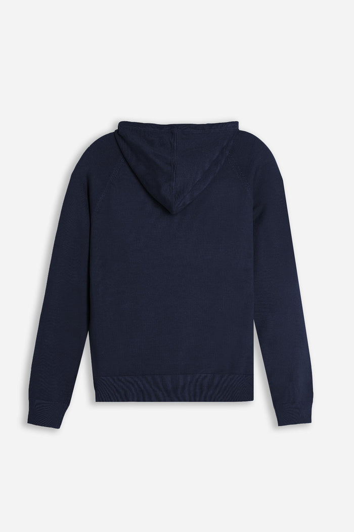 MAGLIA MODELLO FELPA CON CAPPUCCIO E MARSUPIO DENIM