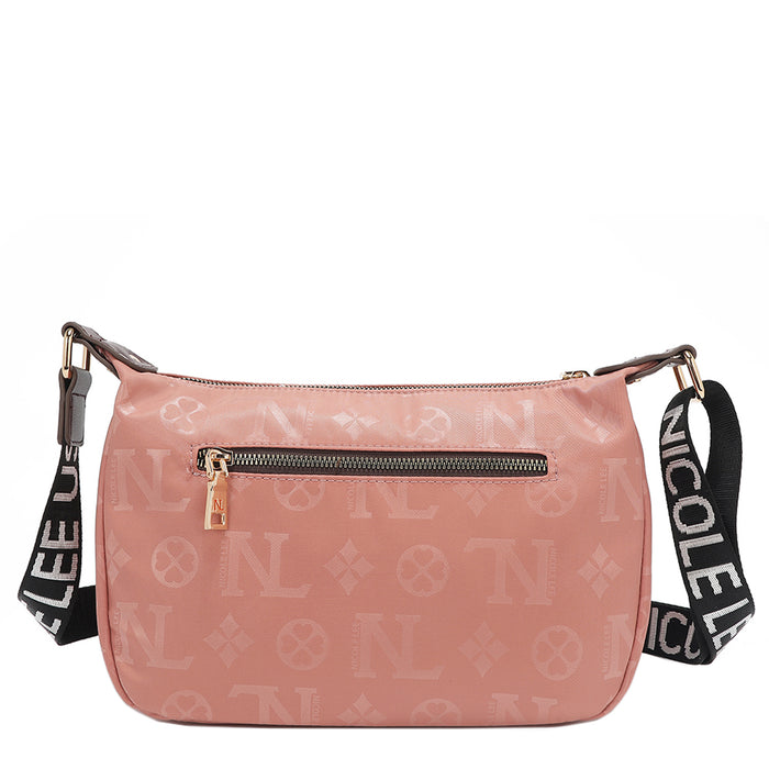 THE BACK OF OUR MARGOT SHOULDER BAG WITH BACK ZIP POCKET.
