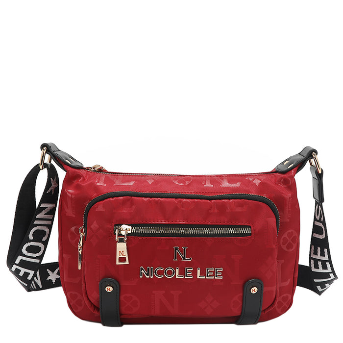 OUR NICOLE LEE IN OUR MARGOT SHOULDER BAG DESIGN IN COLOR RED.