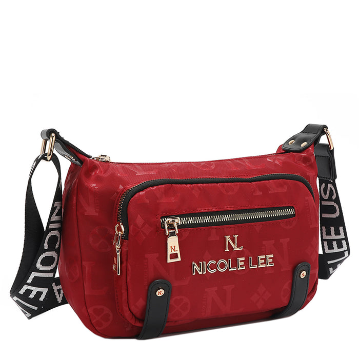 OUR NICOLE LEE IN OUR MARGOT SHOULDER BAG DESIGN IN COLOR RED.