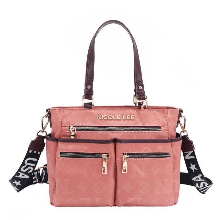 OUR NICOLE LEE MARGOT TOTE IN COLOR PINK WITH STRAPS