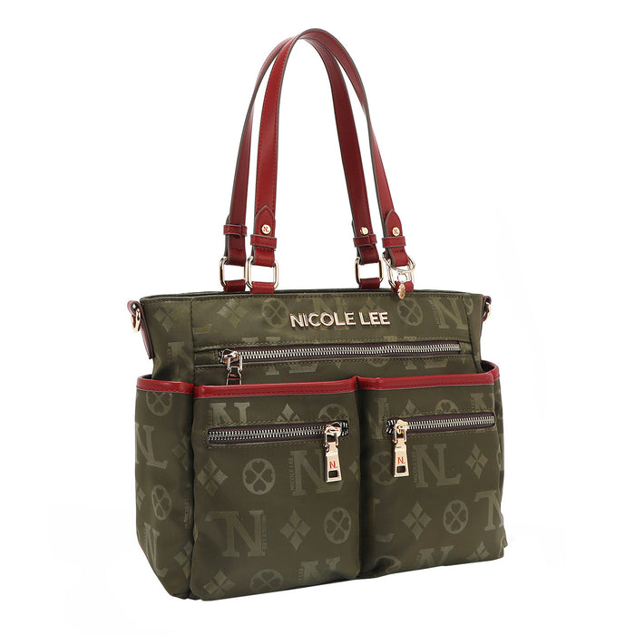 OUR NICOLE LEE MARGOT TOTE IN COLOR OLIVE.