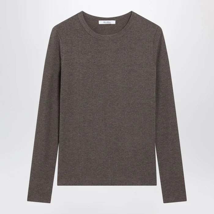 Max Mara - Long-Sleeve T-Shirt in Dark Khaki Jersey Brand S