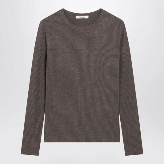Max Mara - Long-Sleeve T-Shirt in Dark Khaki Jersey Brand S