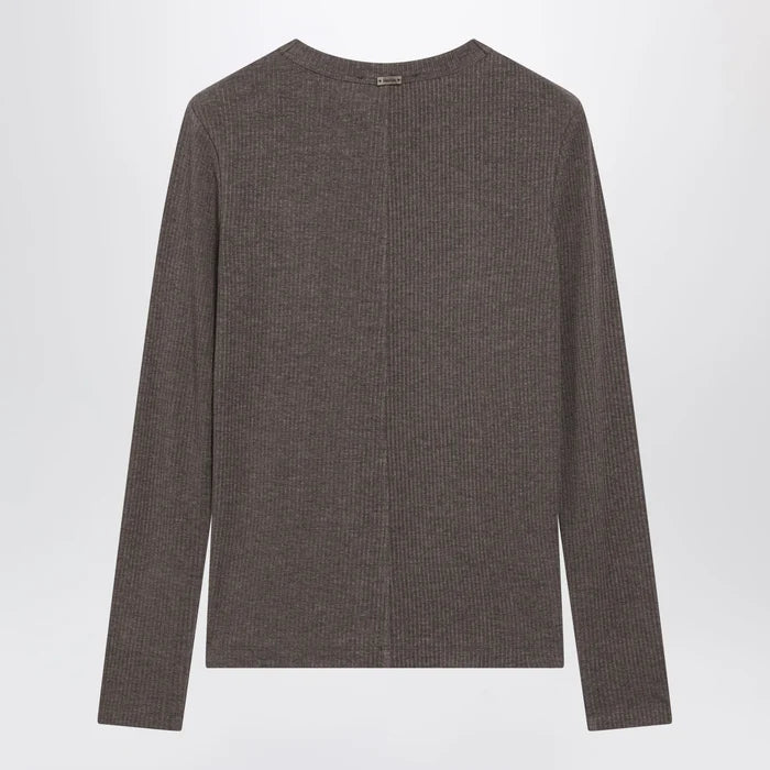 Max Mara - Long-Sleeve T-Shirt in Dark Khaki Jersey Brand